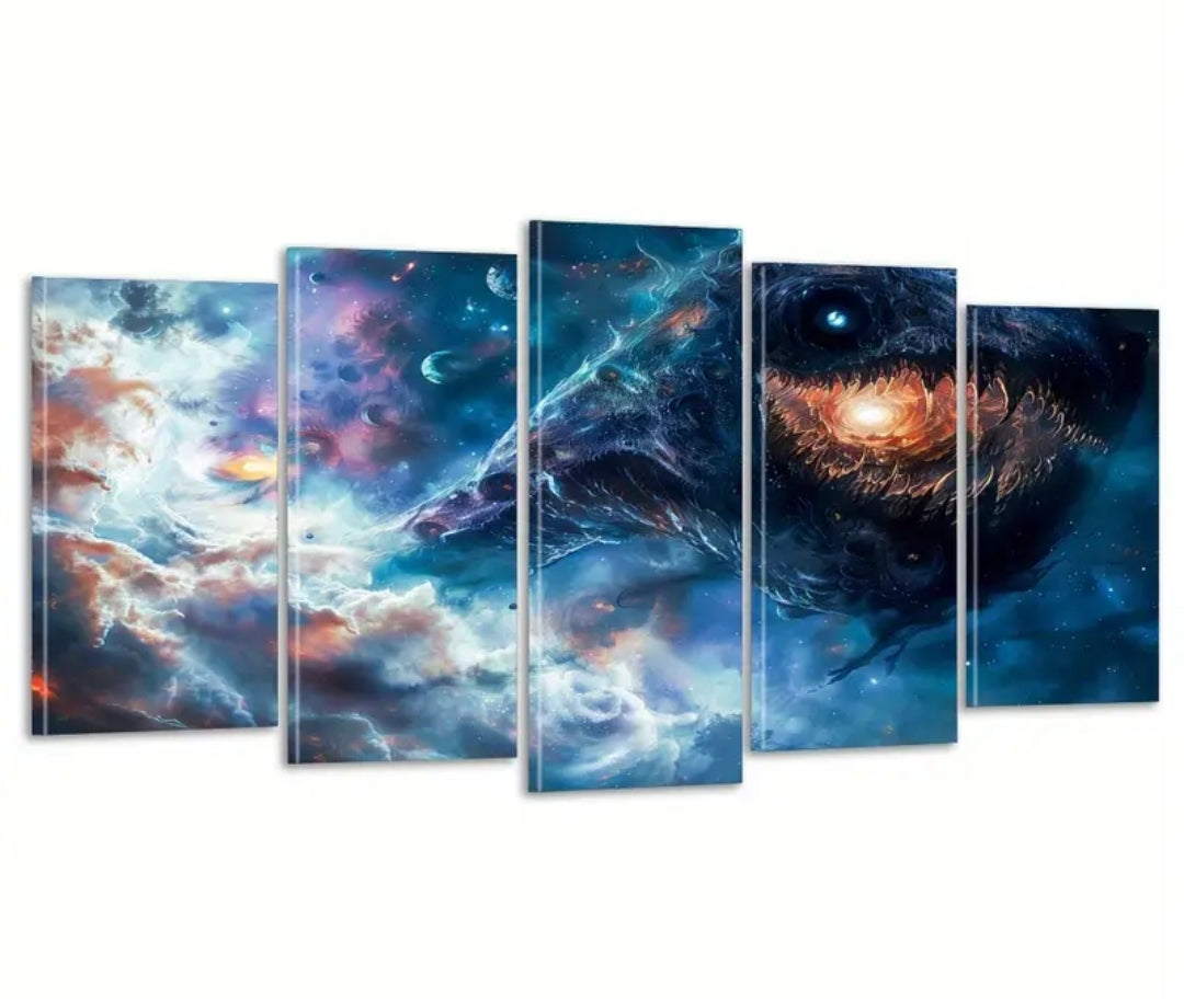 Galaxy Sea Monster Wall Art Set with frames
