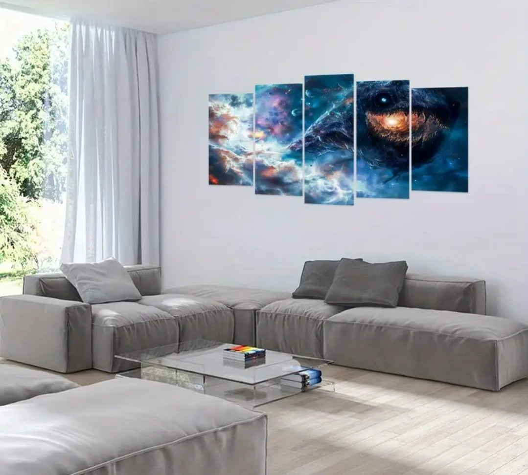 Galaxy Sea Monster Wall Art Set with frames