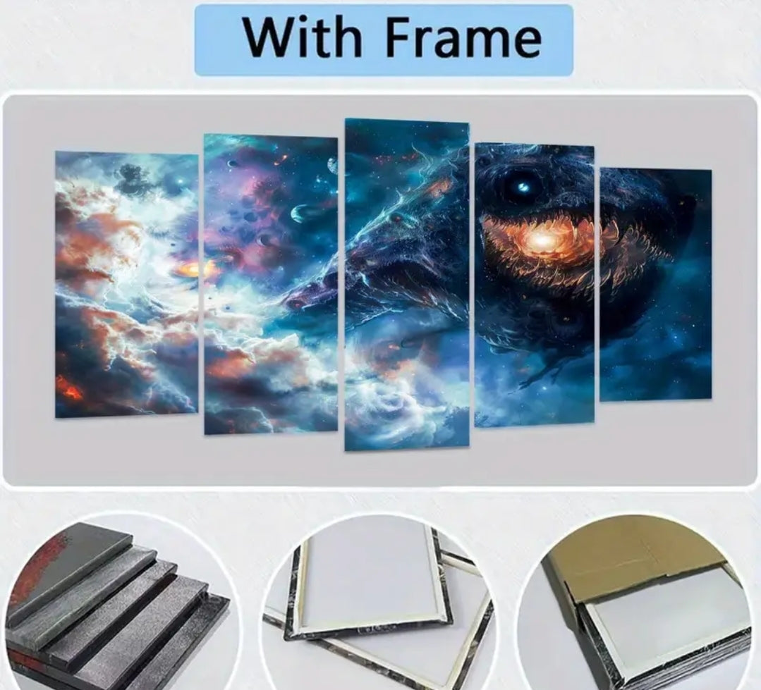 Galaxy Sea Monster Wall Art Set with frames
