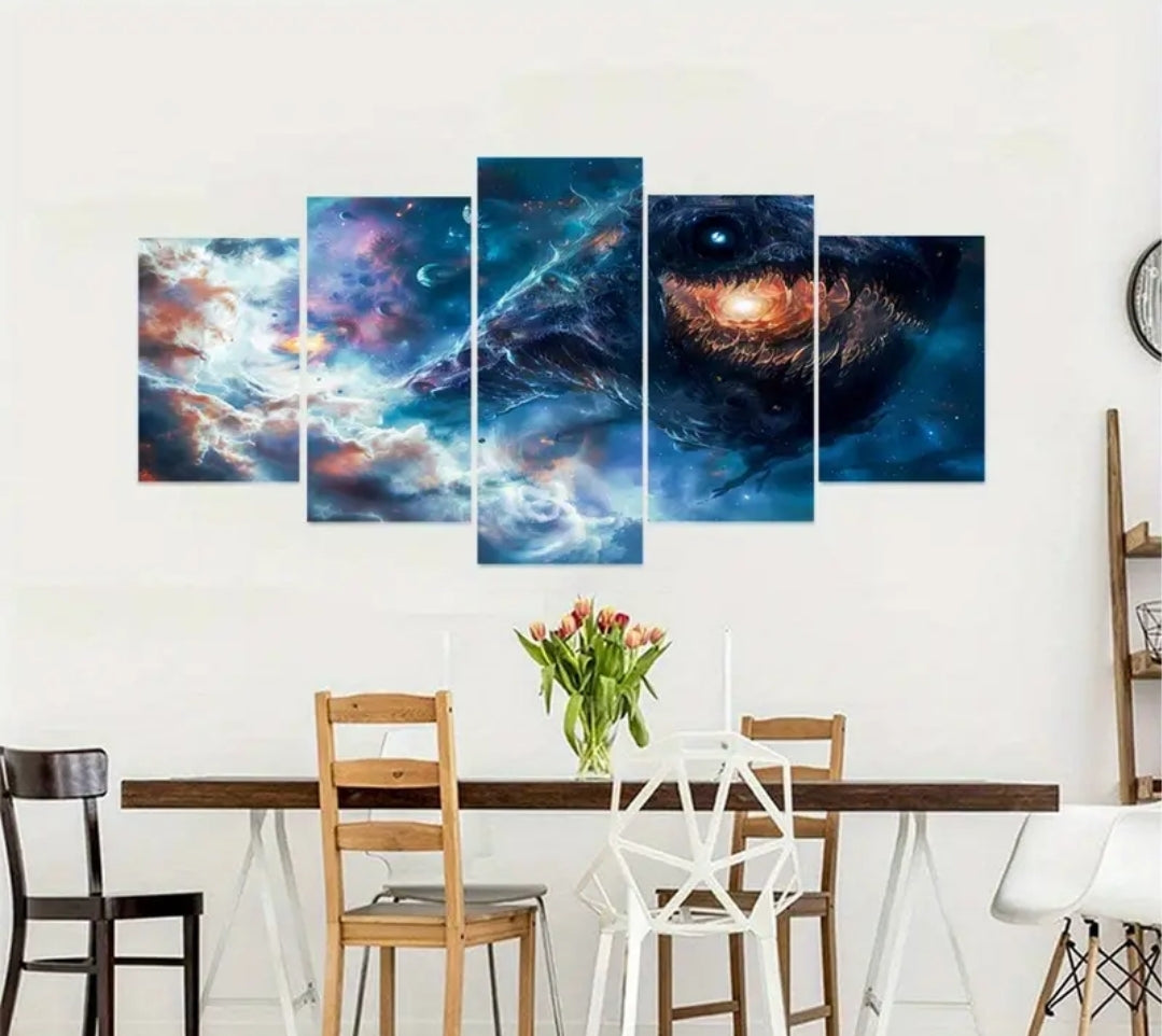 Galaxy Sea Monster Wall Art Set with frames