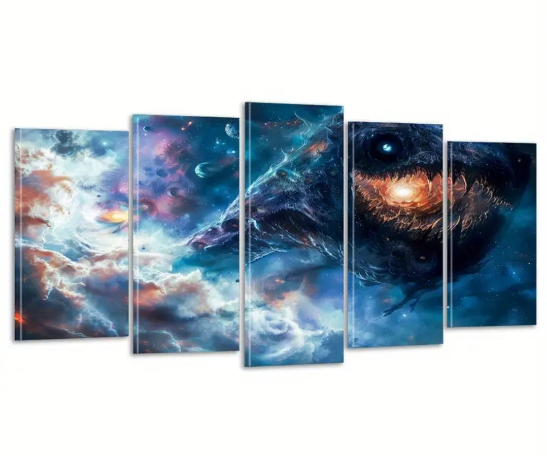 Galaxy Sea Monster Wall Art Set with frames