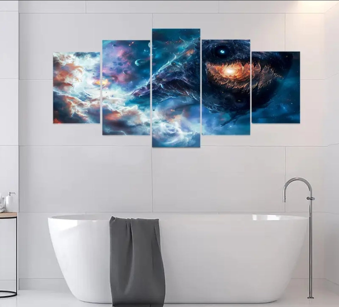 Galaxy Sea Monster Wall Art Set with frames