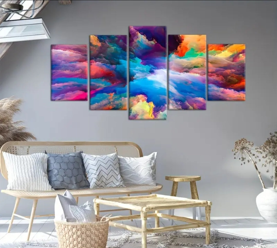 colourful abstract scene painting with frames
