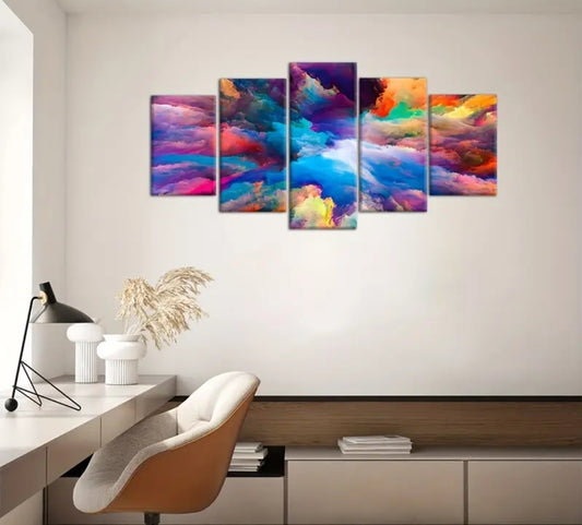 colourful abstract scene painting with frames