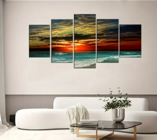 Seaside Sunrise & Sunset Canvas Art Set with frames