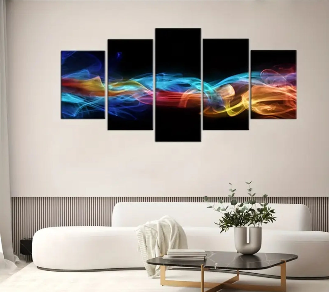 Modern 3D colourful smoke art canvas with frames