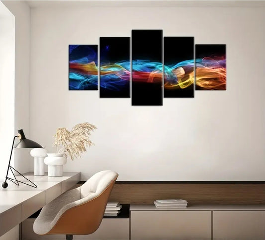 Modern 3D colourful smoke art canvas with frames