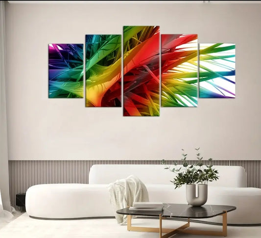 Colourful Abstract Landscape 3D Painting with frames